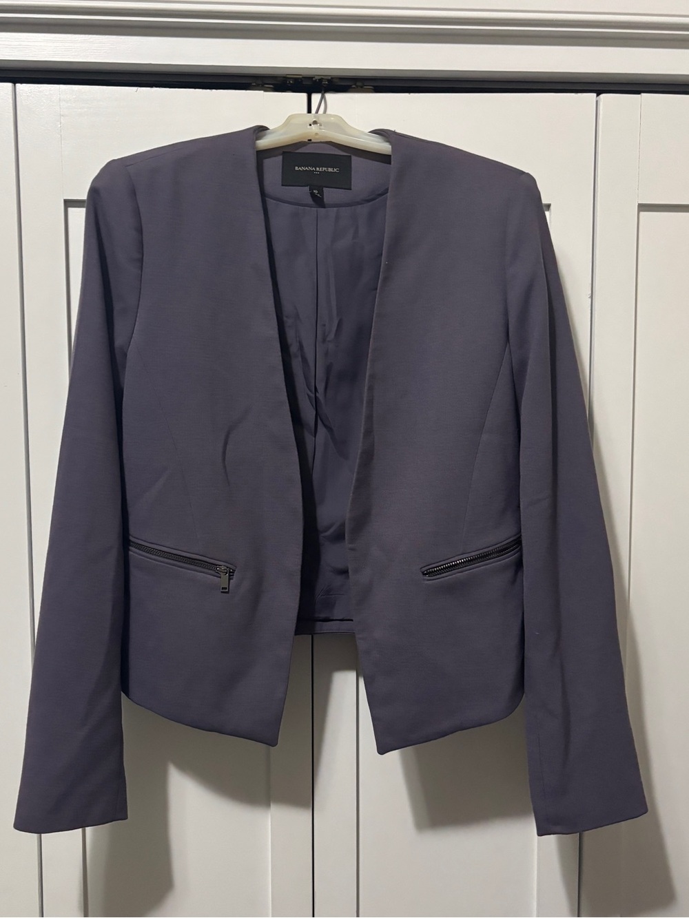 Banana Republic Purple-Gray Open Front Cropped Blazer